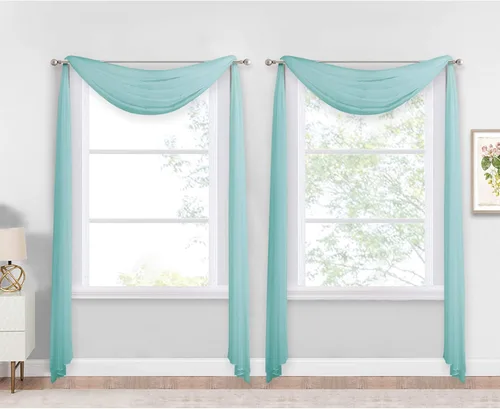 Vista 17 de NICETOWN Cenefa decorativa larga para ventana, cenefa de bufanda de boda, cortina de gasa para sala de estar, dormitorio, ceremonia