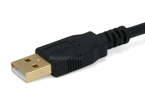 Vista 2 de Monoprice 105436 - Cable USB 2.0 de 0.45 m, de USB 2.0 A macho a B macho 28/24AWG (chapado en oro), color negro