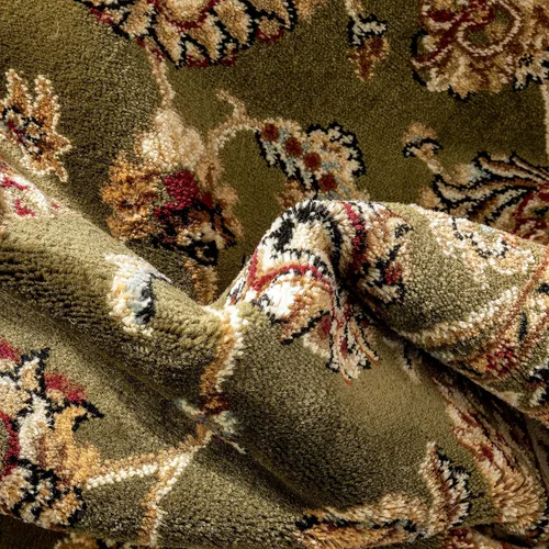 Vista 5 de Well Woven Barclay Collection Sarouk - Alfombra redonda verde de 5 pies para sala de estar, dormitorio y comedor Negro