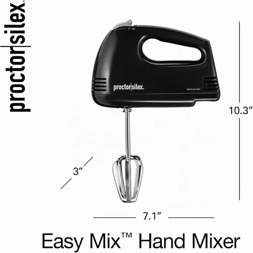 Vista 8 de Batidora de mano 62507 de Proctor Silex con 5 velocidades, color negro, Negro Compacto y ligero 100 vatios de potencia máxima Negro 62507PS