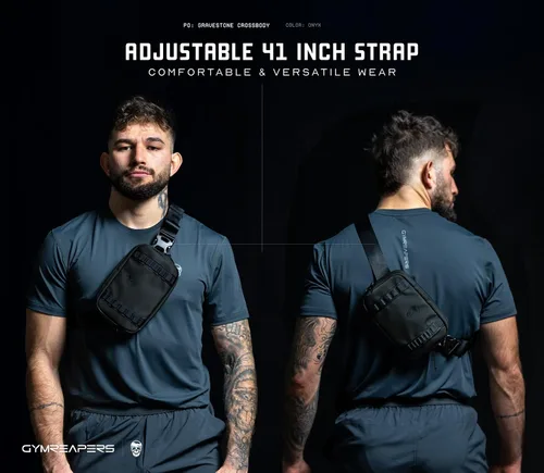 Vista 2 de Gymreapers Bolsos cruzados pequeños de viaje para hombres y mujeres con bolsillo oculto, riñonera cruzada impermeable para hombres con cinturón