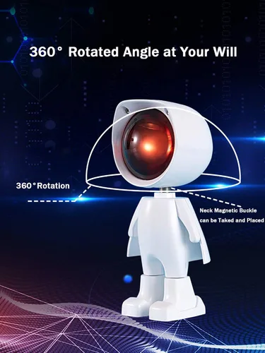 Vista 2 de WLHONG Proyección de puesta de sol Luz LED Robot Figura Lámpara Proyector de arco iris Lámpara de atmósfera moderna LED Luz de piso Luz de noche