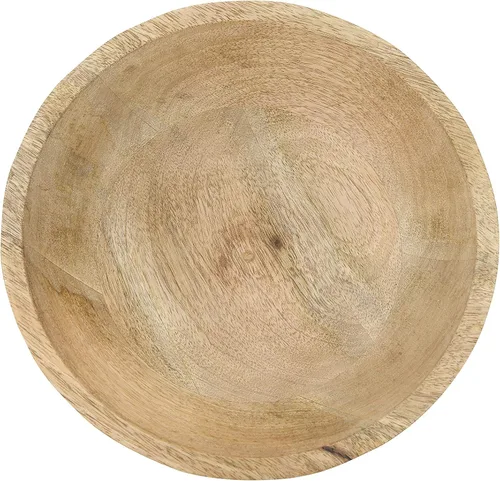 Vista 8 de Creative Co-Op - Cuenco con pie de madera de mango acanalado, marrón