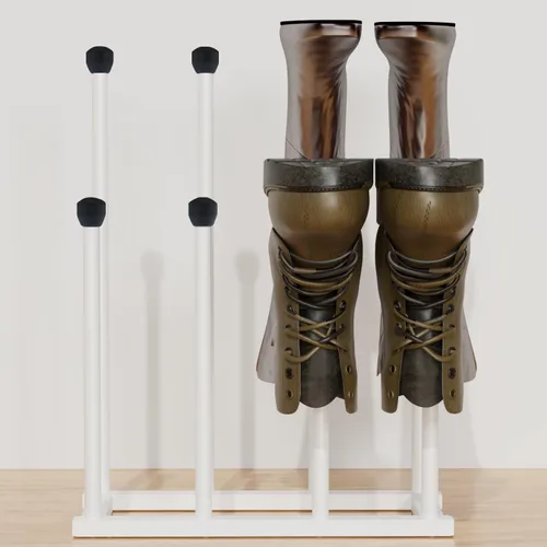 Vista 8 de Zapatero de pie de 22.5 pulgadas, organizador alto de botas de metal negro para 4 pares, estante de almacenamiento para botas hasta la rodilla