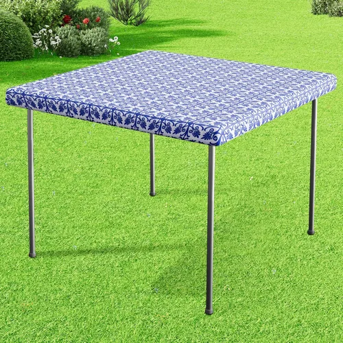 Vista 40 de Misaya - Mantel de vinilo rectangular, mantel elástico con respaldo de franela, 100% impermeable, cubierta de plástico para mesas plegables de 4