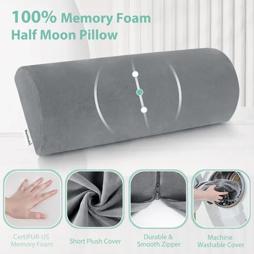 Vista 6 de Almohada de media luna, almohadas de espuma viscoelástica para dormir, almohada Boster para piernas, soporte lumbar de rodilla, almohada semi