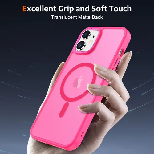 Vista 1325 de Anuck - Funda magnética para iPhone 11 compatible con MagSafe, carcasa trasera mate translúcida dura, borde de TPU, delgada, resistente a impactos