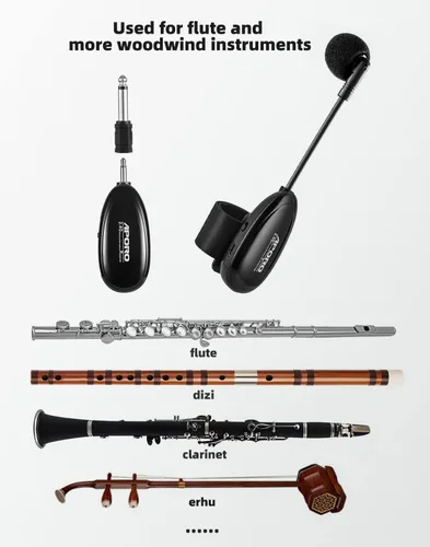 Vista 4 de Micrófono inalámbrico de flauta de 2.4G para instrumentos musicales, micrófono, receptor inalámbrico y transmisor, para flauta y más