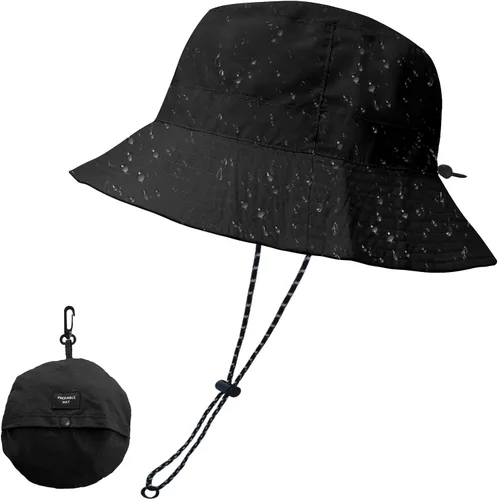 Vista 21 de NPJY Packable Sun Bucket Hat for Women Outdoor Waterproof Rain Hat Beige liso (plegable)