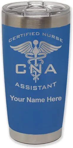 Vista 28 de LaserGram Vaso aislado al vacío de 20 onzas, asistente de enfermera certificada por CNA, grabado personalizado incluido (negro)