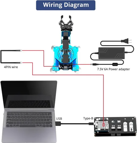 Vista 6 de LewanSoul Brazo robótico 6DOF Kit de brazo robot con desarrollo secundario compatible con Arduino, kit de programación DIY Robot STEAM con sensor