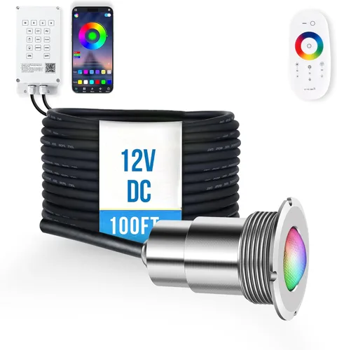 Vista 11 de Luces de Piscina para Piscina Enterrada, Luz LED de Color de 1.5 Pulgadas para Piscina Enterrada y Spa, Luces de Piscina Sin Nicho IP68