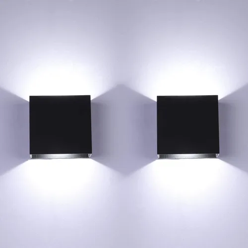 Vista 10 de Lightess Aplique de pared LED cableado, 10 W, juego de 2 lámparas de pared modernas negras, luces de montaje en pared arriba hacia abajo, mini metal