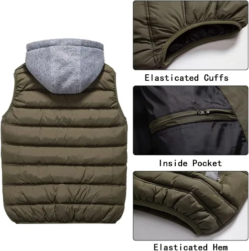Vista 4 de Msmsse Chalecos de invierno para hombre ropa de abrigo extraíble con capucha