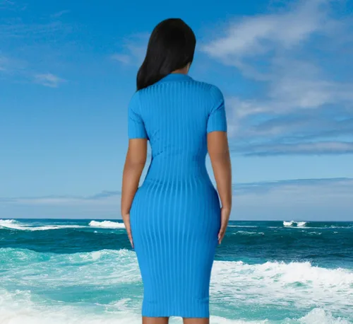 Vista 6 de Vestido de manga corta de punto con cuello en V para mujer, sexy, elegante, cómodo