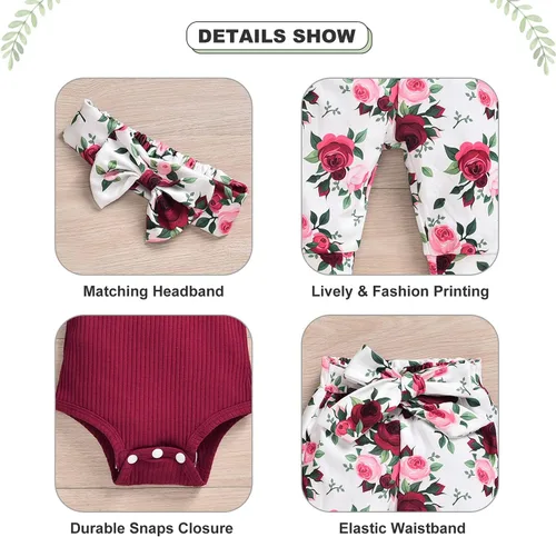 Vista 4 de Aalizzwell Conjunto de mameluco acanalado para bebé recién nacido prematuro para otoño e invierno