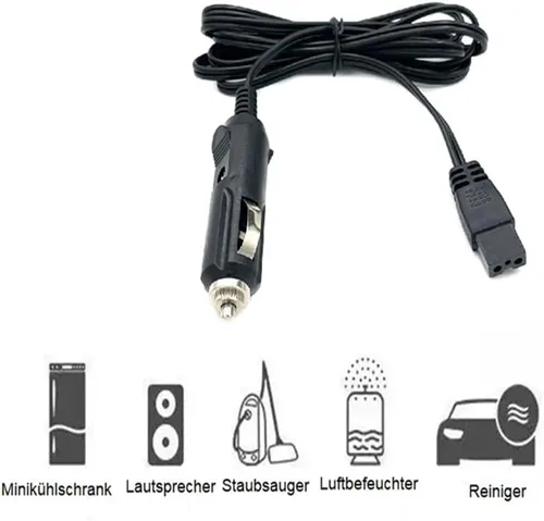 Vista 4 de Cable de nevera automático de 12 V, cable de alimentación de repuesto para encendedor de cigarrillos, enchufe de CC para caja enfriadora