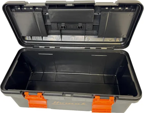 Vista 3 de Homak Caja de herramientas de plástico con bandeja y divisores, color negro, 16 pulgadas