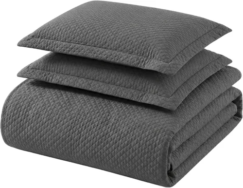 Vista 12 de Cubrecama doble Superior Diamond Solitaire de algodón de primera calidad Jacquard Matelassé con fundas de almohada a tono, color aguamarina, Agua