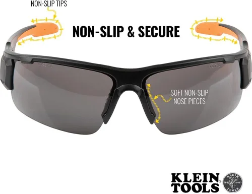 Vista 5 de KLEIN TOOLS 60162 Gafas de seguridad, gafas protectoras profesionales de EPP con semicarco, resistentes a los arañazos y antiniebla, lentes grises
