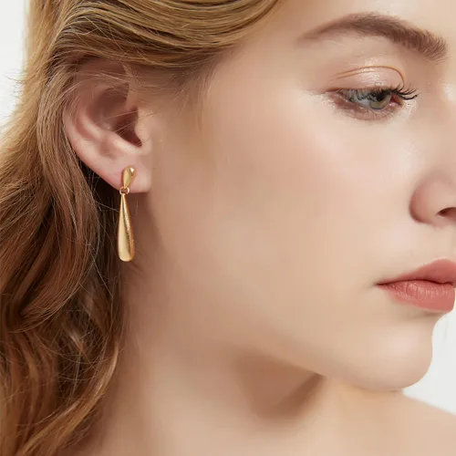 Vista 3 de Surrounded Forest Aretes de lágrima Aretes colgantes de oro para mujer, aretes colgantes de moda de lujo