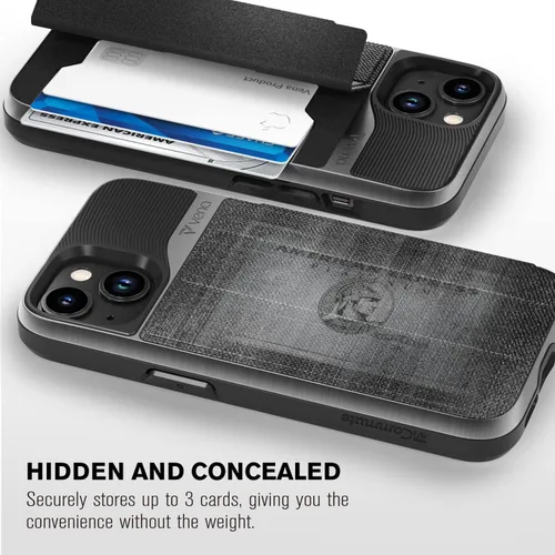 Vista 3 de VENA vCommute Funda tipo cartera compatible con Apple iPhone 14 (15.5 cm), funda de cuero con tapa plegable, tarjetero con función de soporte