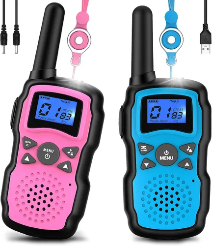 Vista 12 de Wishouse 2 Walkie Talkie recargables para niños con batería cargadora, Walky Talky familiar para cruceros adultos, camping al aire libre