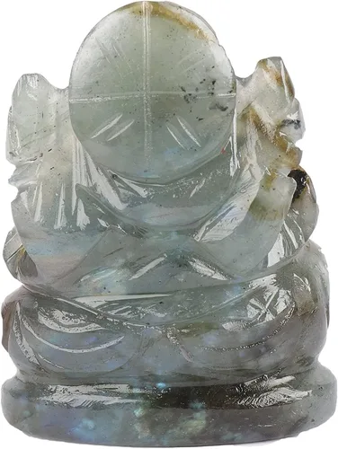 Vista 4 de GEMHUB Estatua de Ganesha 251.80 quilates Dios hindú del éxito Labradorita Estatua del Señor Ganesha, Gema, Ruso - Labradorita