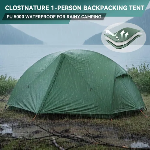 Vista 3 de Clostnature Tienda de campaña para mochileros de 1/2 persona: tienda de campaña ligera para dos personas para mochileros, fácil de instalar, tienda