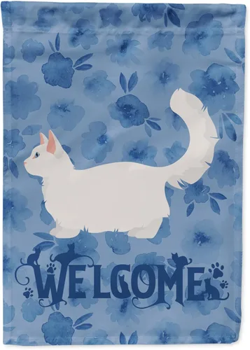Vista 95 de Caroline's Treasures CK4813CHF - Bandera de bienvenida con gato abisinio azul, manga grande, para porche, para colgar en la pared, poliéster