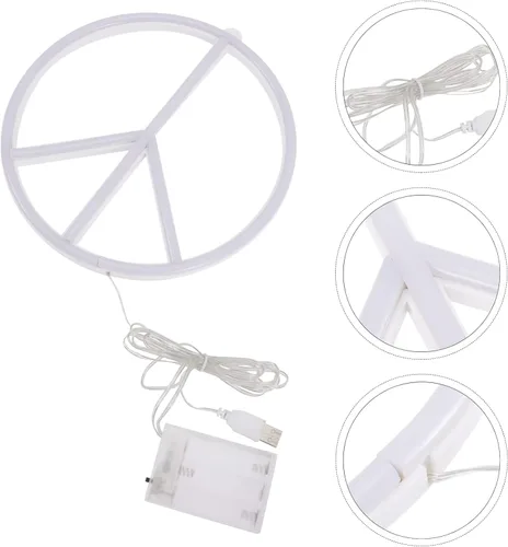 Vista 5 de Uonlytech Letreros de decoración LED señal de paz LED símbolo de paz neón modelado luz luminosa lámpara de pared boda