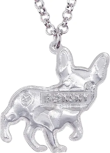 Vista 5 de BONSNY Collar de Bulldog Francés con diamantes de imitación esmaltados, diseño original para mujeres y niños