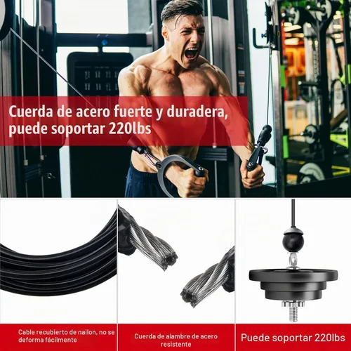 Vista 3 de Cable de repuesto para gimnasio en casa de 196 pulgadas, cable de polea de fitness con 2 bolas de gravedad de 0.197 in para máquina de ejercicio