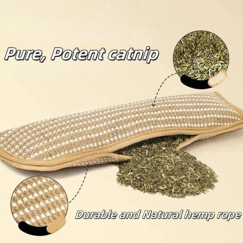 Vista 2 de Almohada con hierba gatera - Juguetes orgánicos para Gatos con hierba gatera, cuerda masticable resistente para Gatos, juguete interactivo