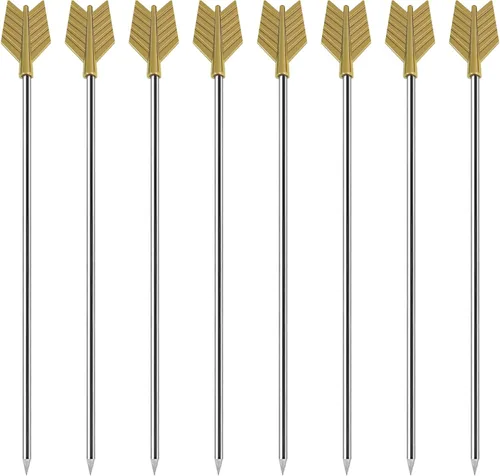 Vista 13 de Juego de 9 palillos de cóctel de Martini reutilizables de aceituna para adornar brochetas de frutas (plata antigua)