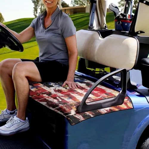 Vista 2 de UNICEU Fundas de asiento de carrito de golf, toalla de asiento de carrito de golf de microfibra, ajuste universal para 2 personas, fundas de asiento
