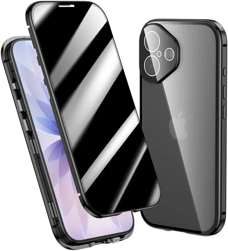 Vista 35 de Funda antimiradas con cerradura para iPhone 13 Pro, funda magnética de vidrio con protector de lente de cámara integrado, protector de pantalla