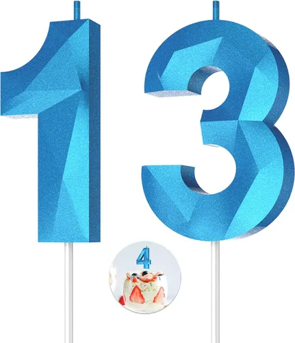 Vista 150 de Velas de cumpleaños con números (0 velas negras), forma de diamante 3D, decoración de pastel de feliz cumpleaños para niños y hombres, cumpleaños