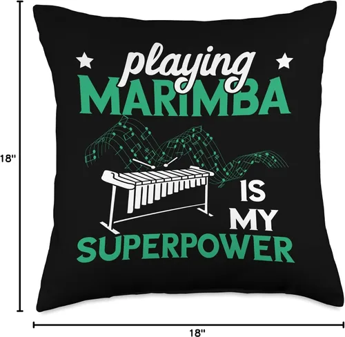 Vista 4 de Wooden Percussion Instrument Melody Playing Vibraphone Superpower Musician Marimba - Almohada de instrumento (18 x 18 pulgadas), multicolor