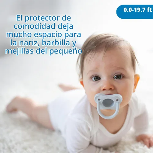Vista 4 de Dr. Brown's HappyPaci - Chupón de silicona, azul y blanco, 0.0-19.7 ft, paquete de 4