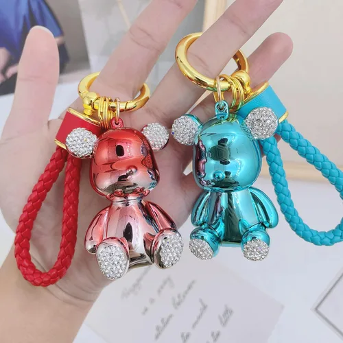 Vista 3 de Llavero de oso kawaii con cordón para el automóvil, accesorios para mujeres, niñas, hombres, regalos lindos, cartera, mochila, llavero