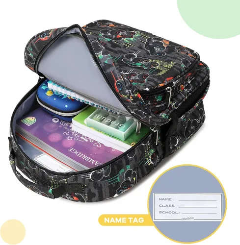 Vista 4 de abshoo Lindas mochilas ligeras para niños de 4 a 8 años de edad (coches negro)