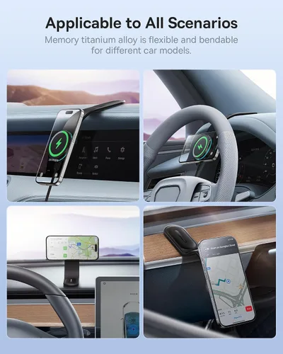 Vista 5 de Baseus Magsafe - Cargador de coche inalámbrico de 15 W, soporte magnético para salpicadero de coche para iPhone 15, 14, 13, 12 Pro Plus Max
