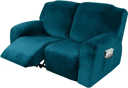 Vista 10 de vctops Fundas reclinables de felpa de terciopelo de lujo, 4 piezas, fundas elásticas y suaves para sofá, protector antideslizante de muebles