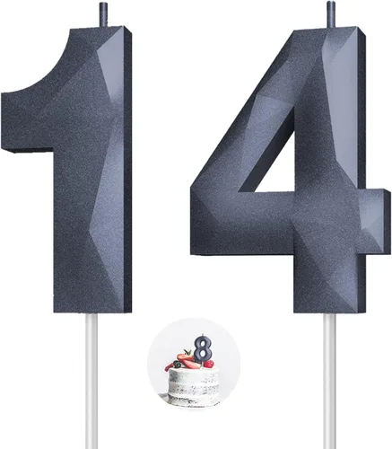 Vista 161 de Velas de cumpleaños con números (0 velas negras), forma de diamante 3D, decoración de pastel de feliz cumpleaños para niños y hombres, cumpleaños