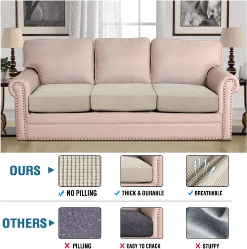 Vista 460 de H.VERSAILTEX Fundas de Cojín de Asiento Individuales Super Elásticas Fundas de Sofá Fundas de Cojín de Sofá Fundas Deslizables Juegos Tela de Sarga