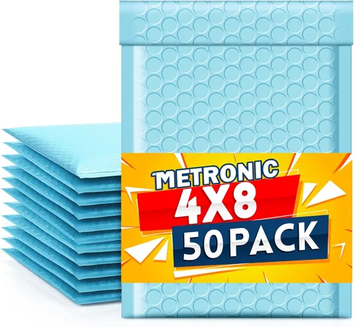 Vista 28 de Metronic Sobres de burbujas negros de 4 x 8 pulgadas, paquete de 50 bolsas