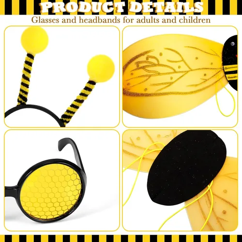 Vista 3 de Halloween Costumes Kit Cosplay Bee Costume Bee Headband Costume Accessories Glasses Headband Set Party Dress for Child Kids
