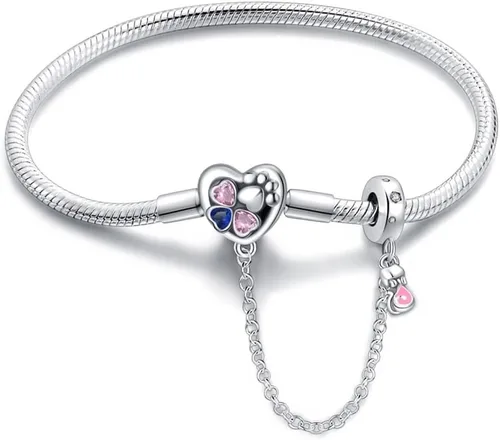 Vista 14 de Pulsera de dijes LIGHTDOG para dijes Pandora, pulsera de cadena de serpiente de plata de ley 925, compatible con cualquier dije, regalo para mujer
