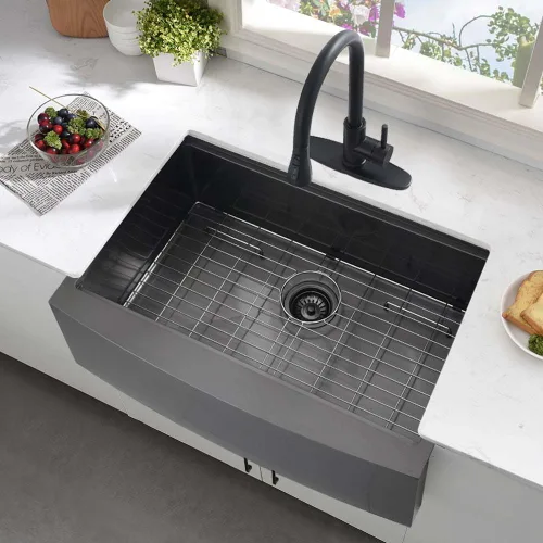 Vista 3 de Fregadero negro de 33 pulgadas para cocina de 33 x 21 pulgadas, fregadero de cocina de acero inoxidable negro, estación de trabajo, fregadero